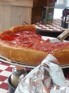 Austin could NOT leave Chicago without having Giordanos Deep Dish Pizza. And Neither Should You, if you ever to visit. 